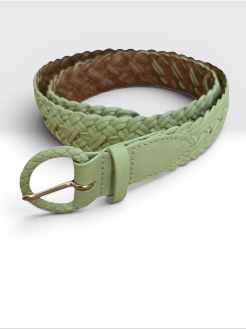 Talbots Mint Green Braided Leather Belt Size Small NWOT